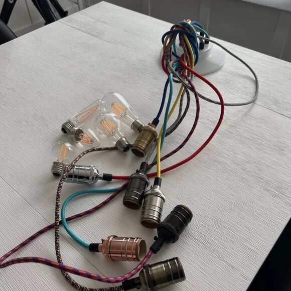 Colored Cords And Edison Bulbs Ceiling Fixture - Picture 4 of 7
